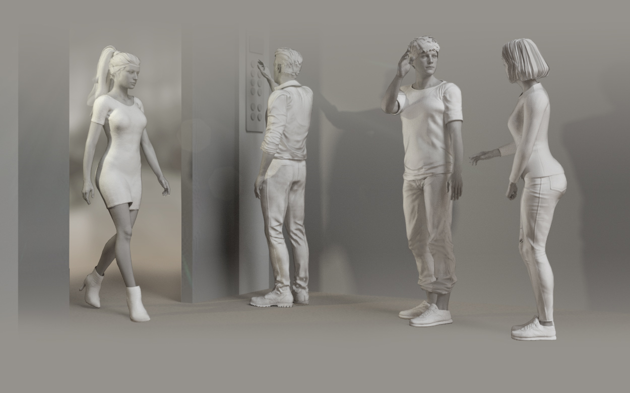 3d office worker - elevator