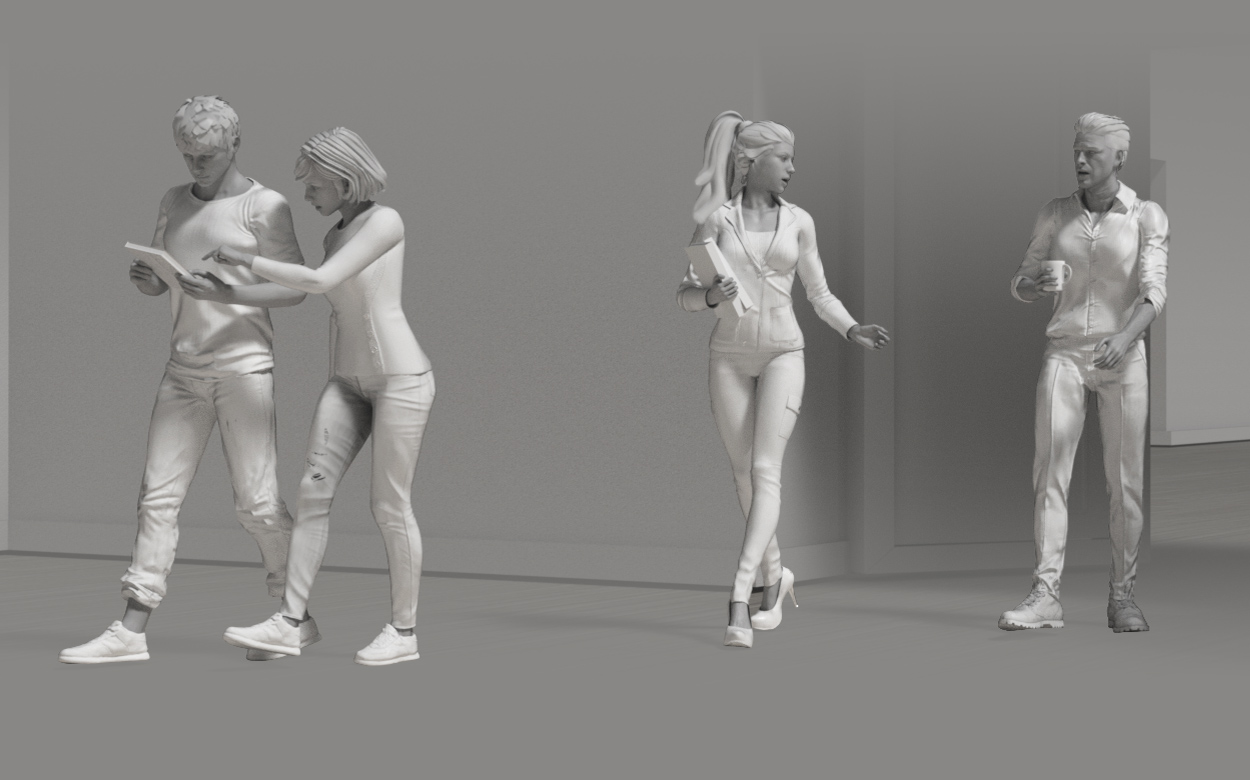 3d office worker - corridor