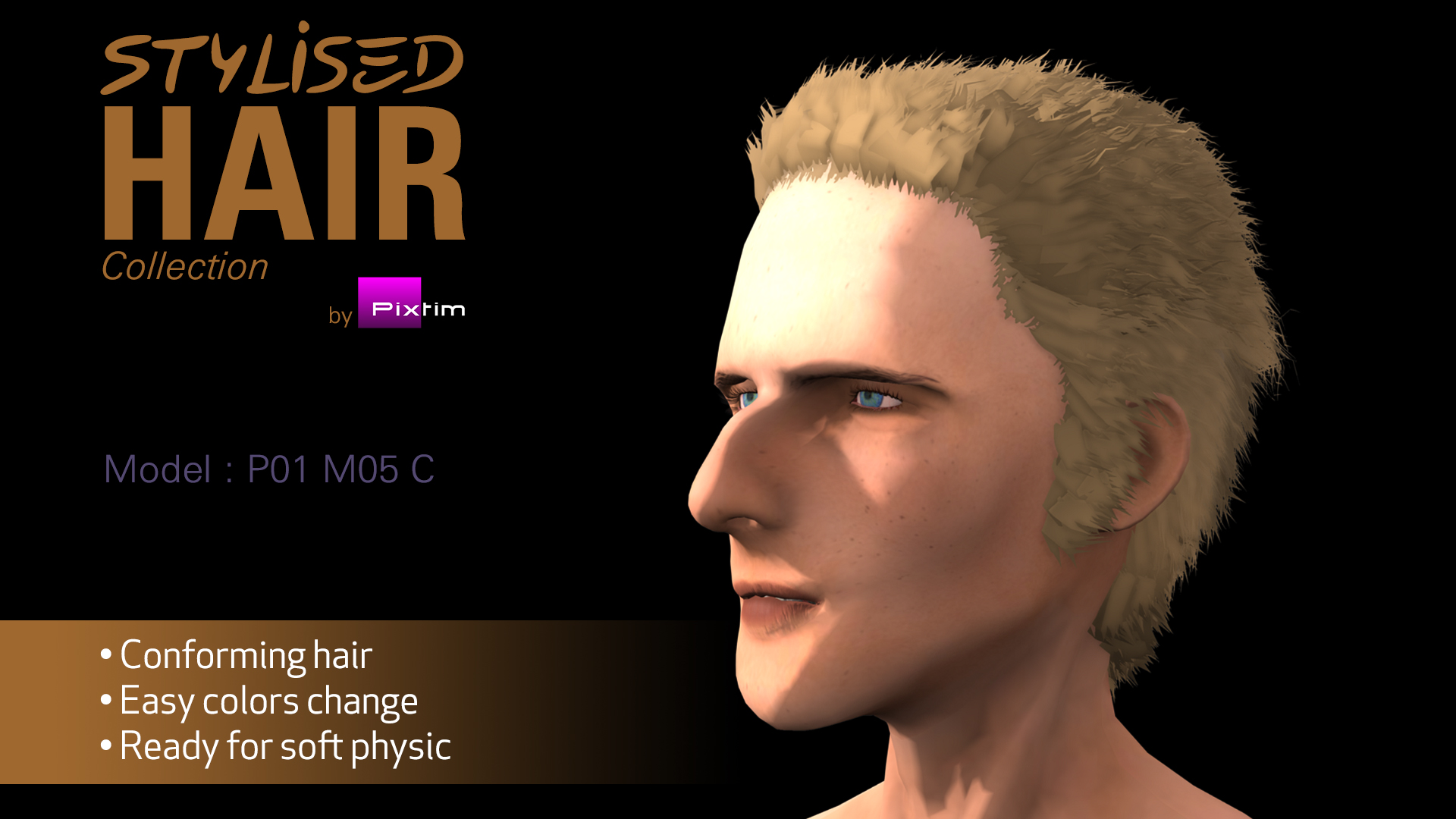 Stylized Male Hair 05