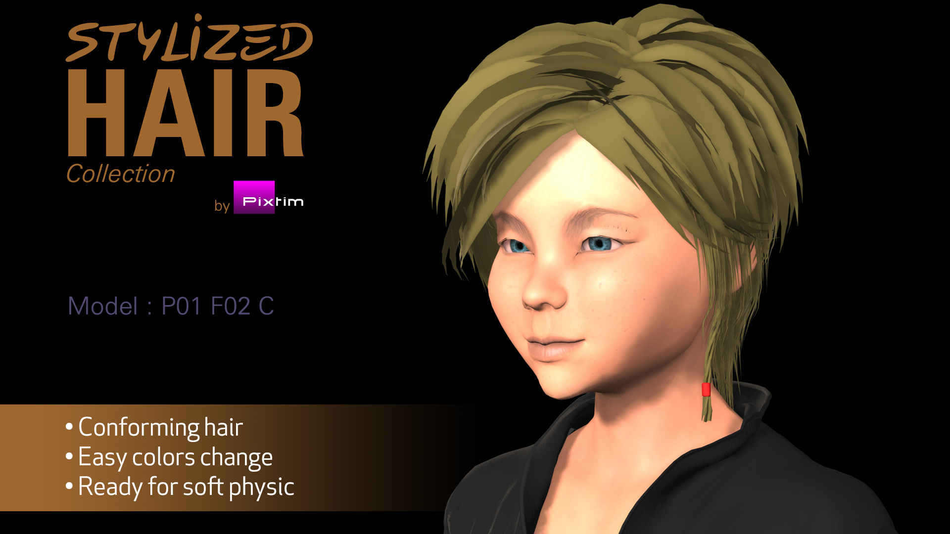 Stylized Female Hair 02