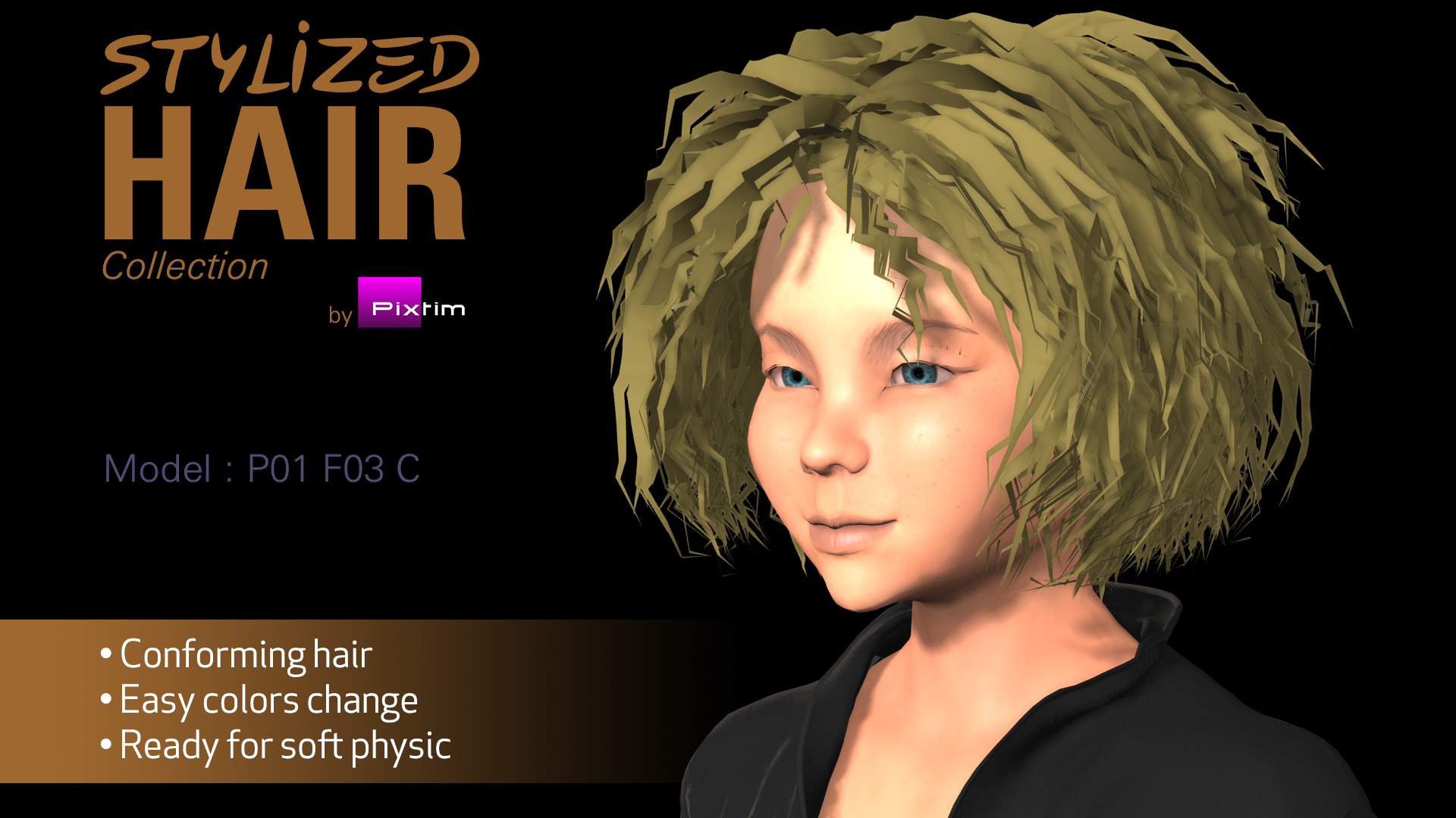 Stylized Female Hair 03