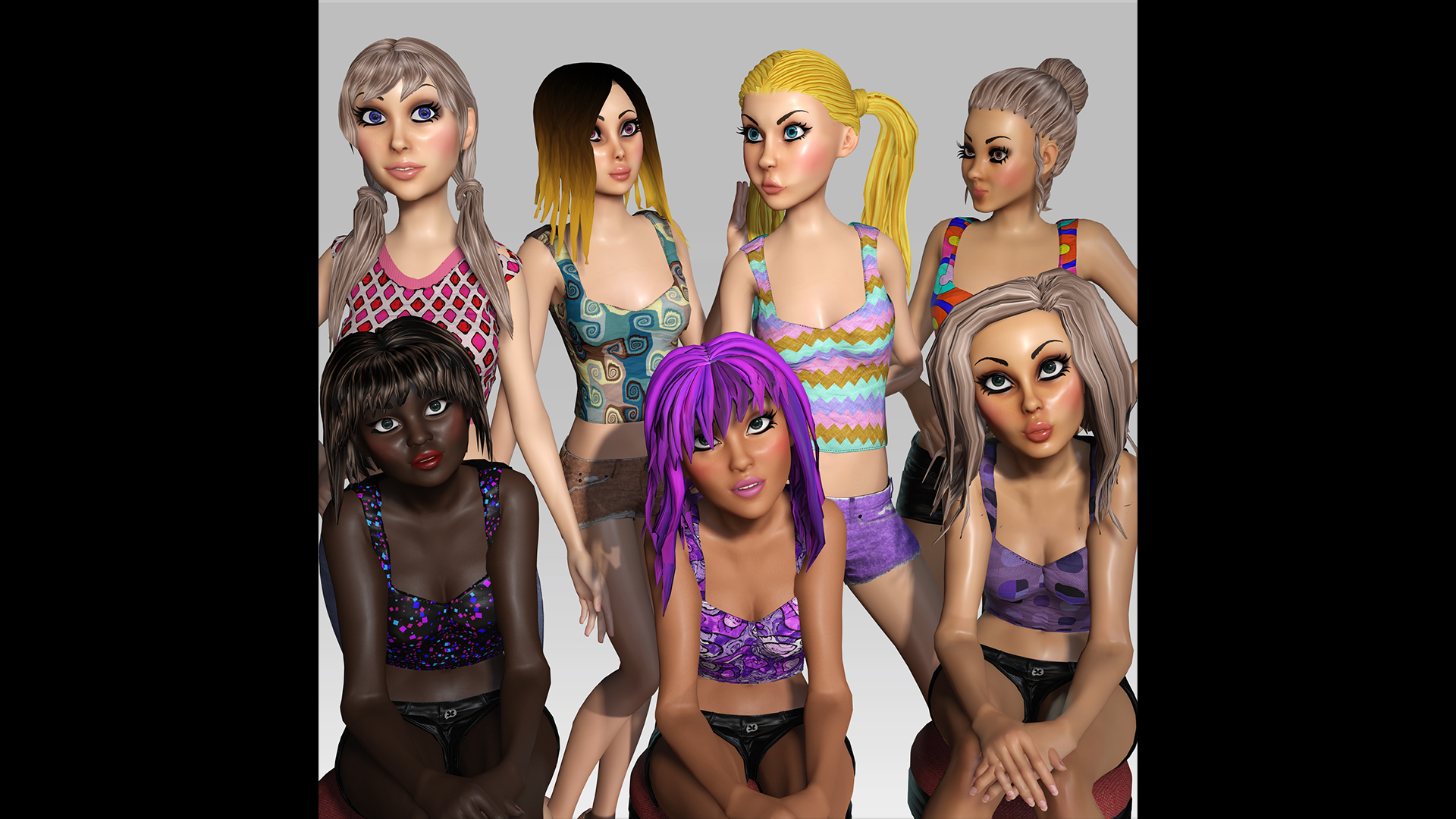 Female Toon Hair 7 Pack