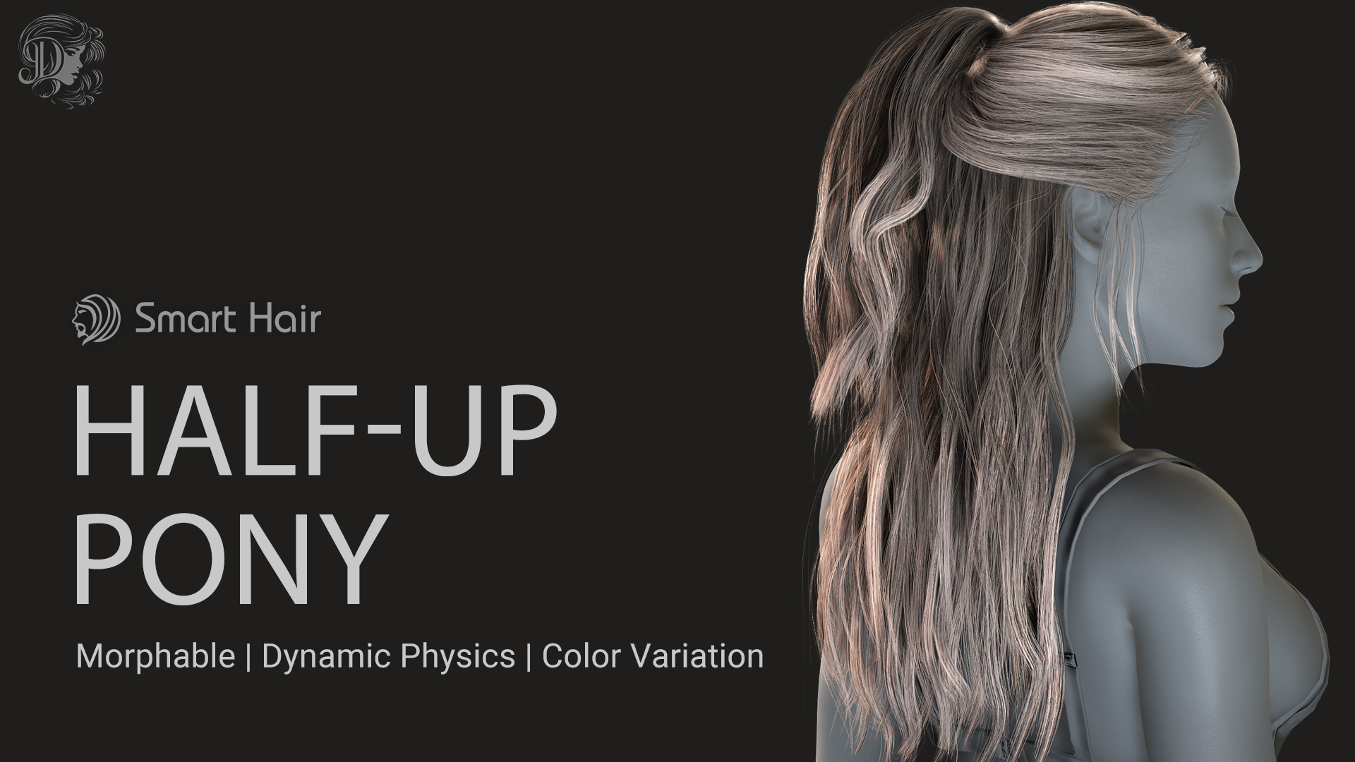 Half-Up Pony Hair - Character Creator/Hair - Reallusion Content Store