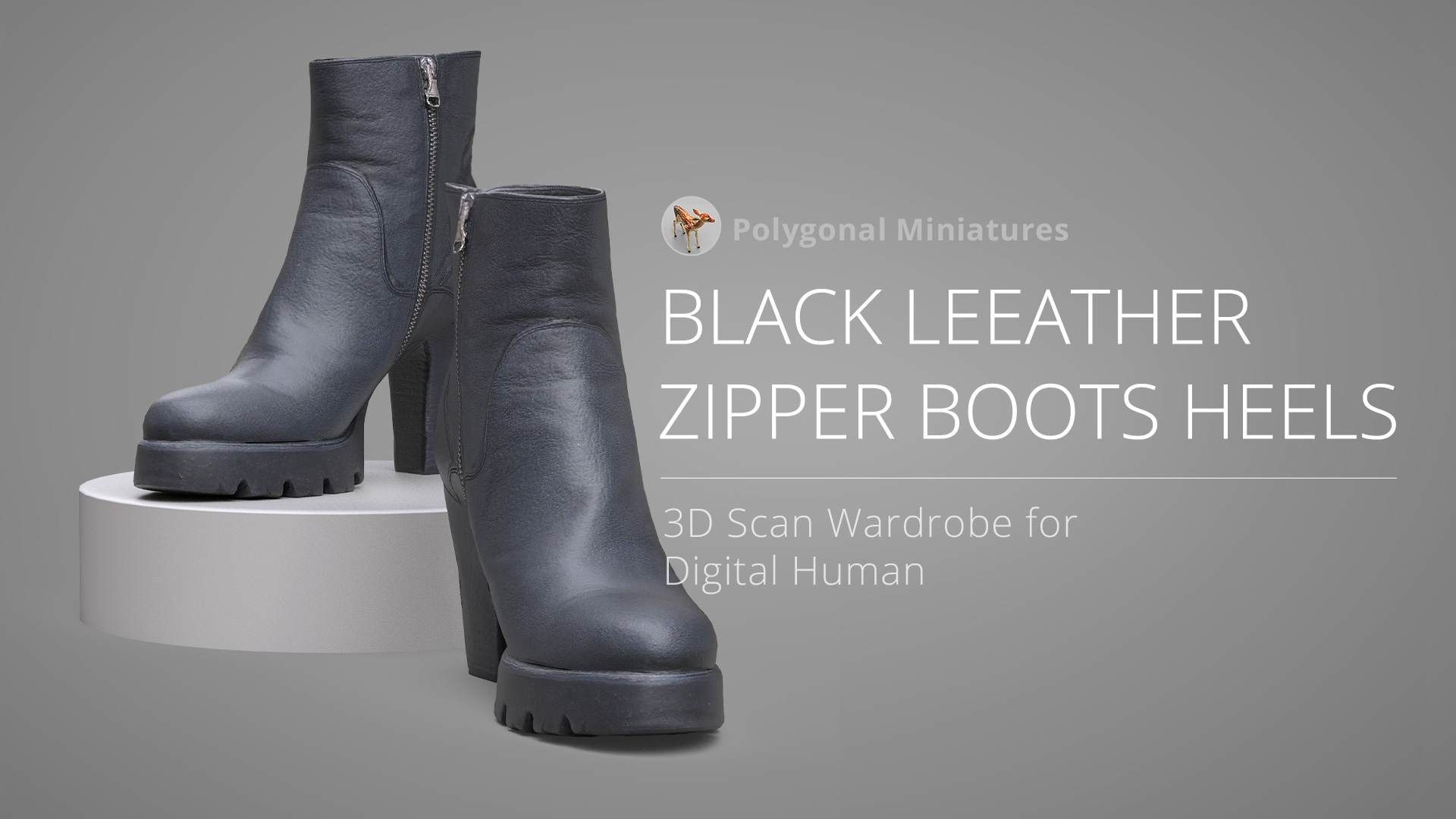 Black Leather Zipper Boots Heels