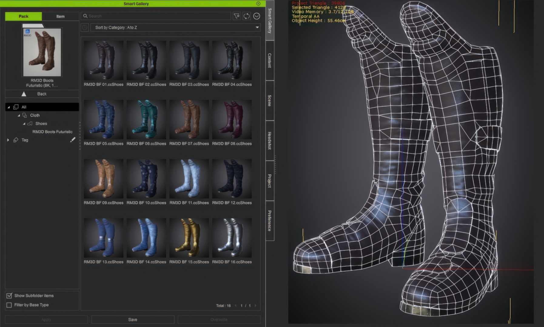 RM3D Boots Futuristic (8K, 16 variants) - Character Creator/Outfit ...