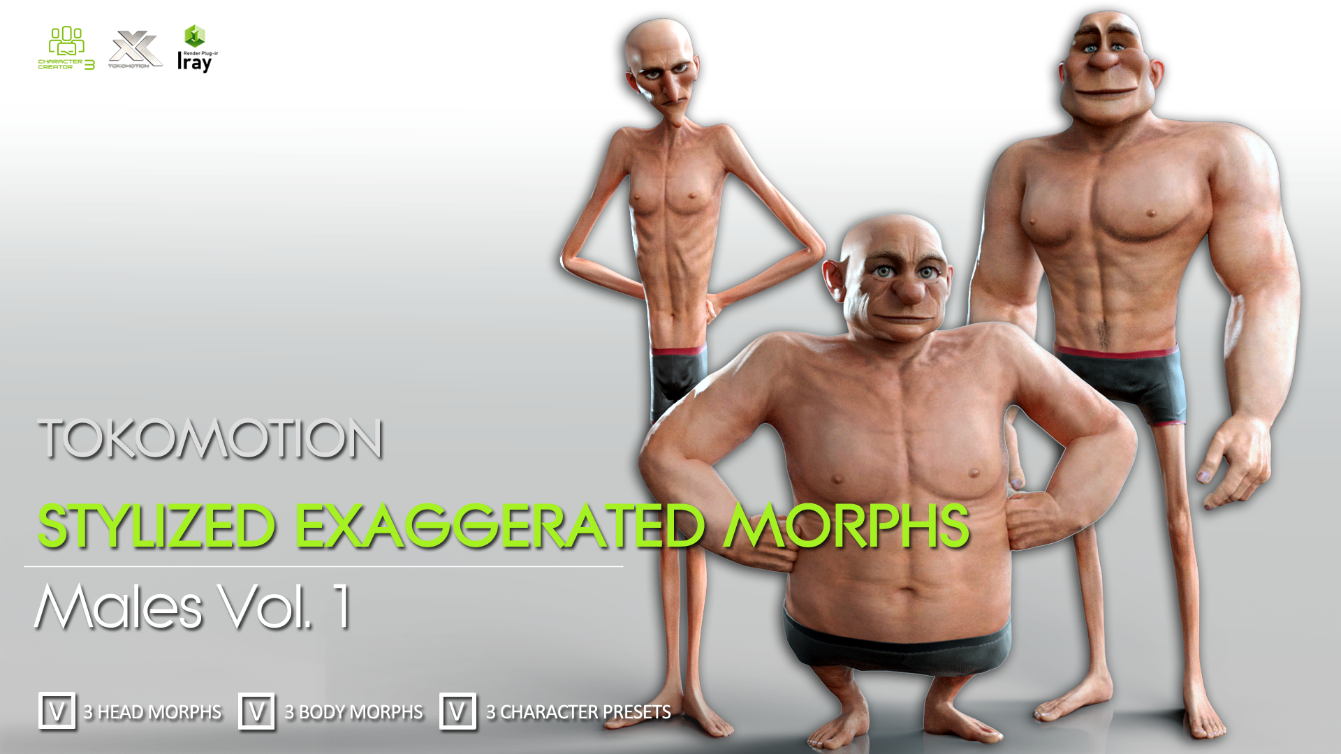 CC3 Stylized Exaggerated Morphs - Males Vol.1
