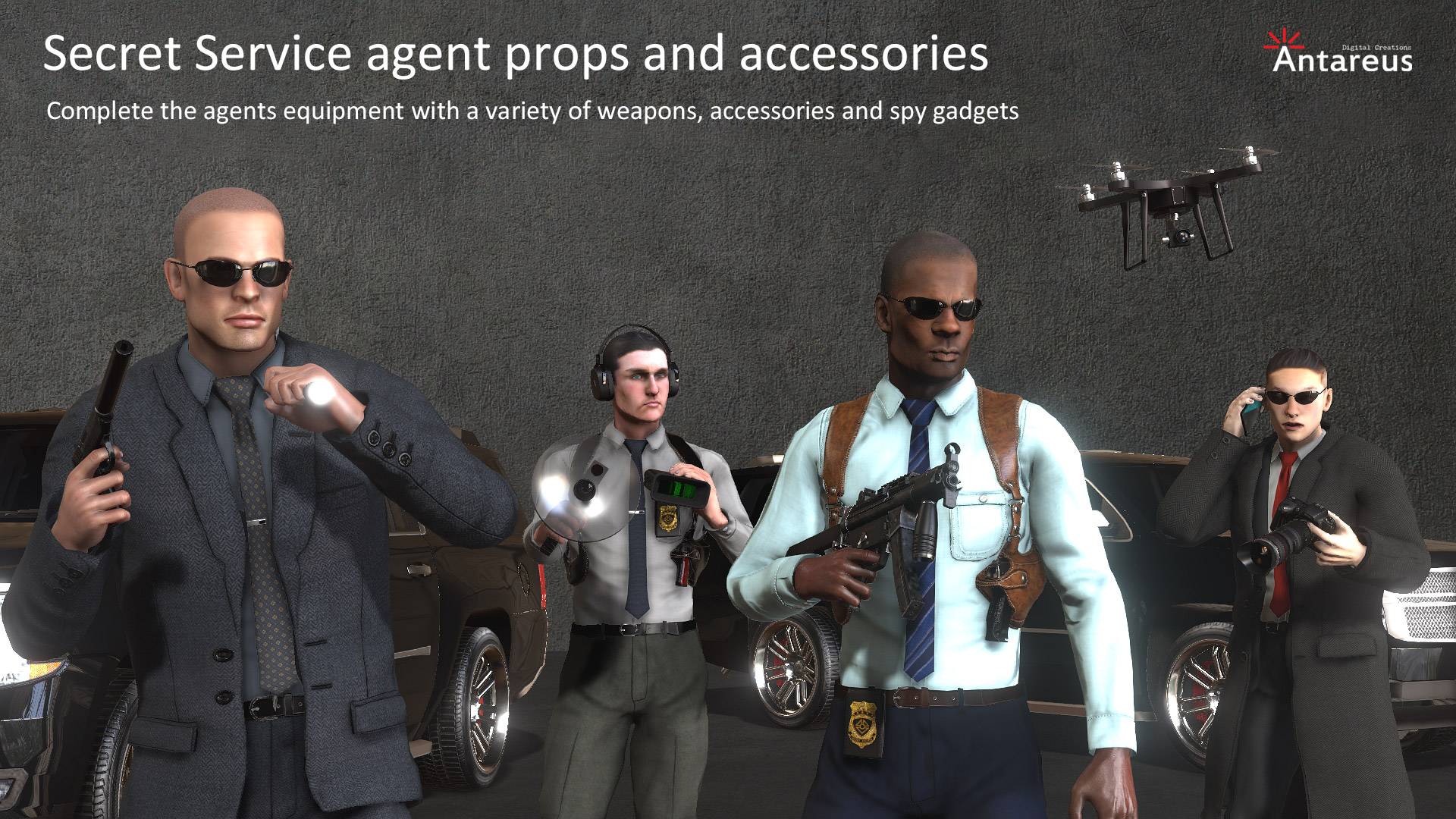 Secret Agent Costumes & Gears - Character Creator/Combo (Single PID) - Reallusion Content Store