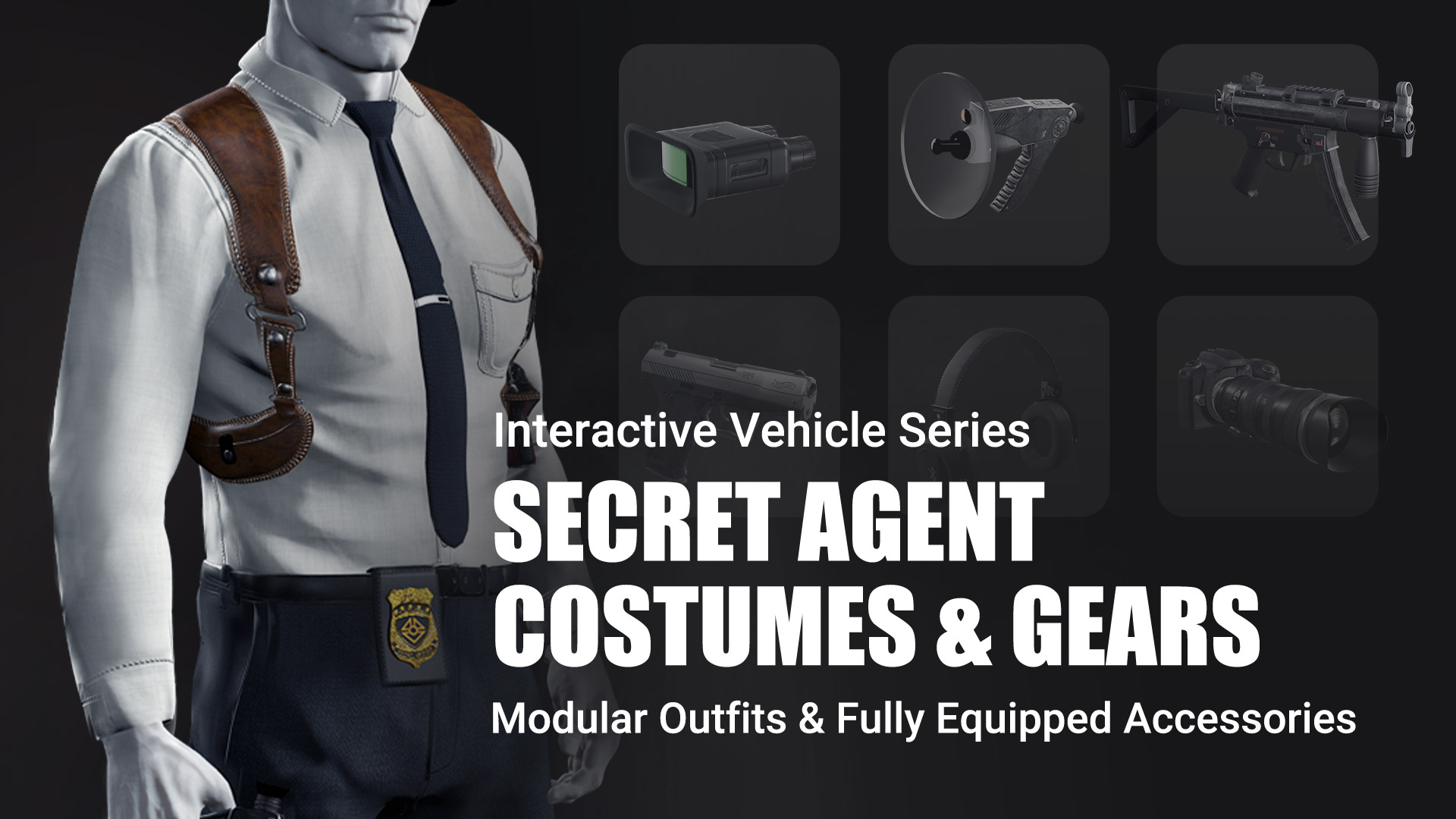 Secret Agent Costumes & Gears - Character Creator/Combo (Single PID) - Reallusion Content Store