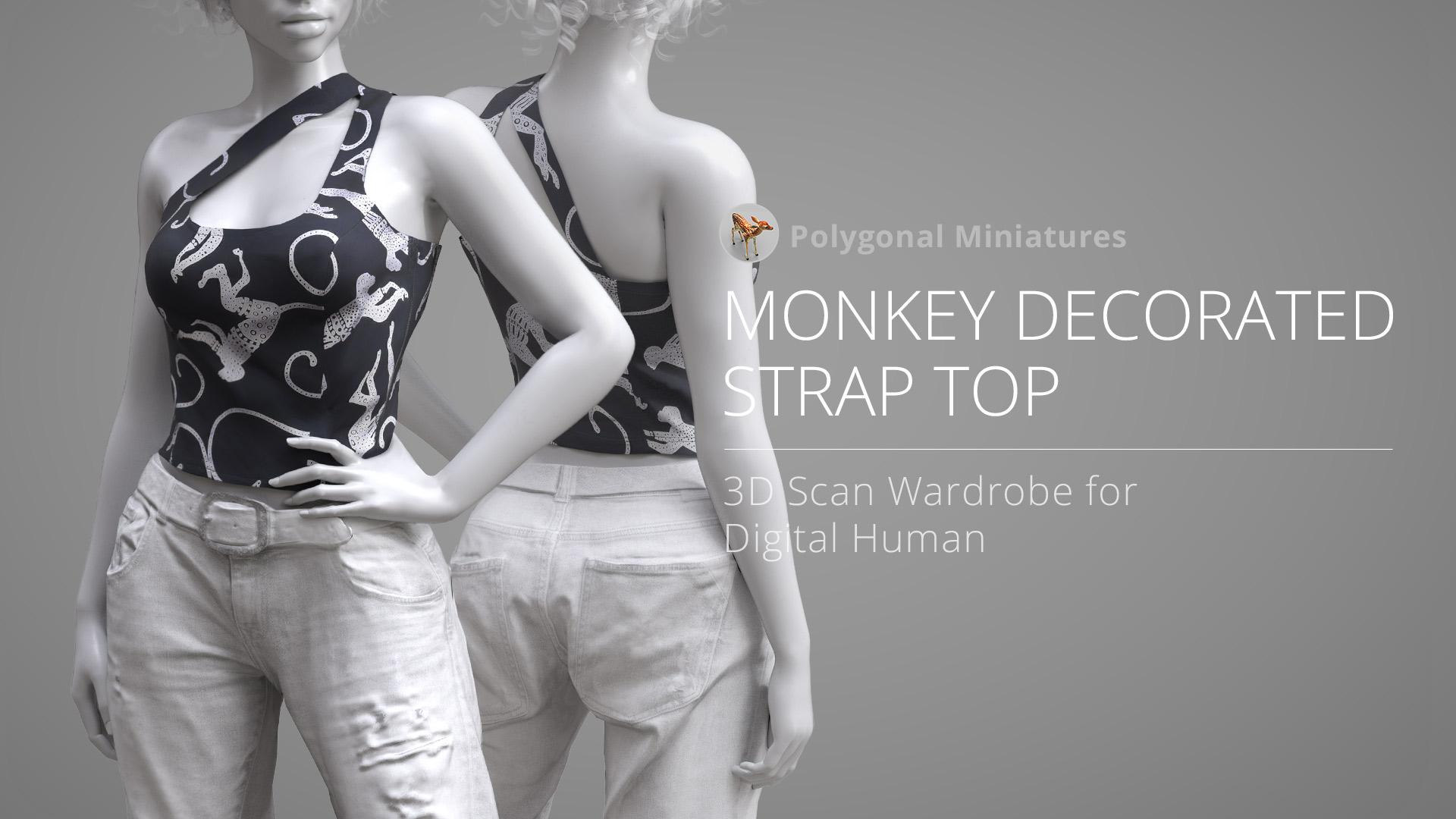 Monkey Decorated Strap Top