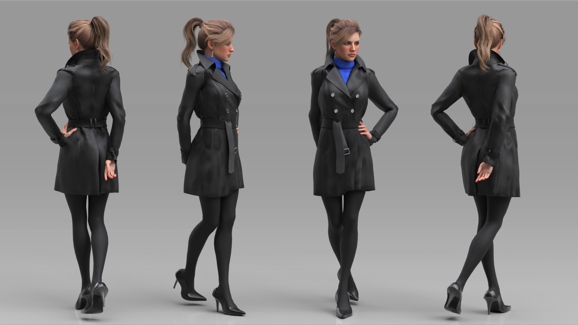 Female Trench Coat - Character Creator/Outfit - Reallusion Content Store