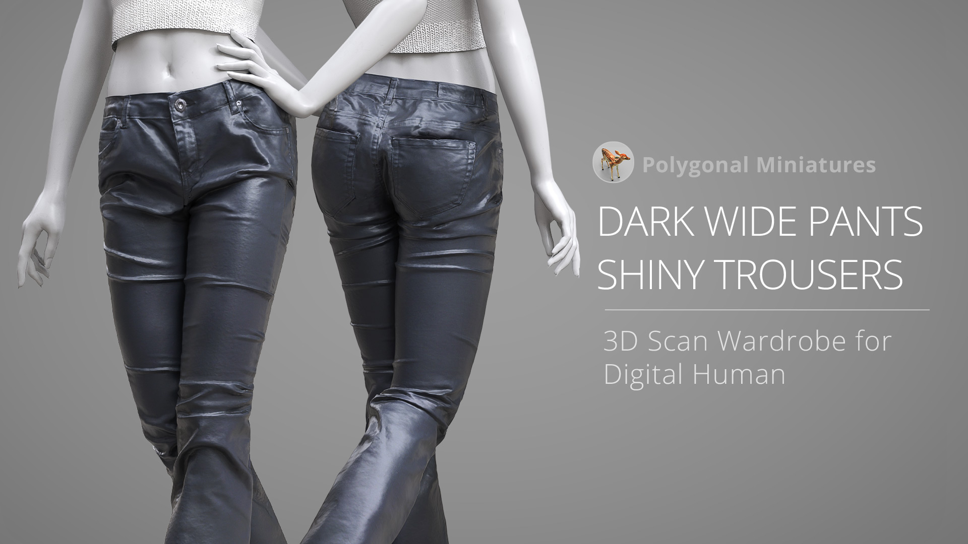 Dark Wide Pants Shiny Trousers