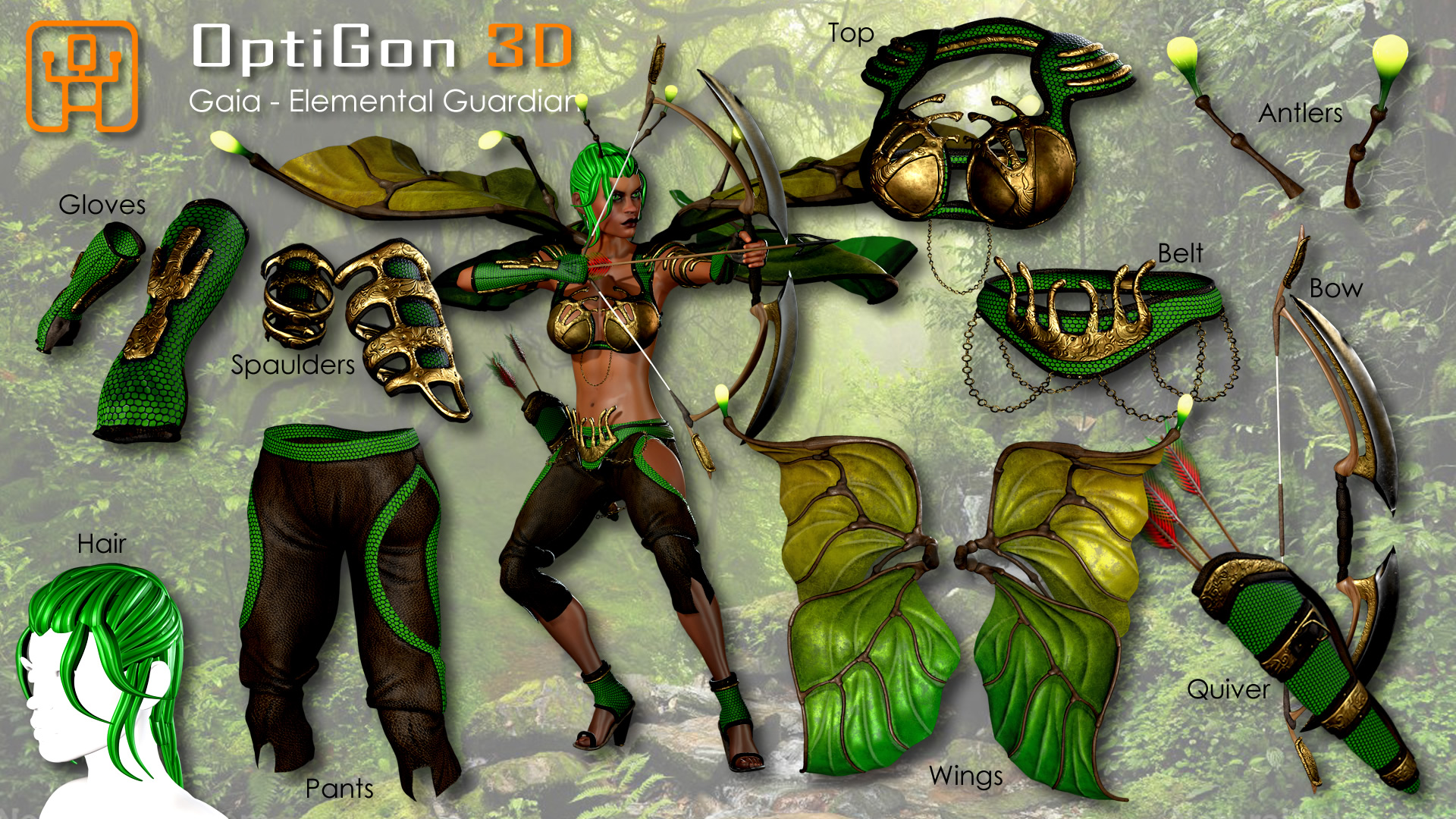 Guardian Gaia - Green - Character Creator/Outfit - Reallusion