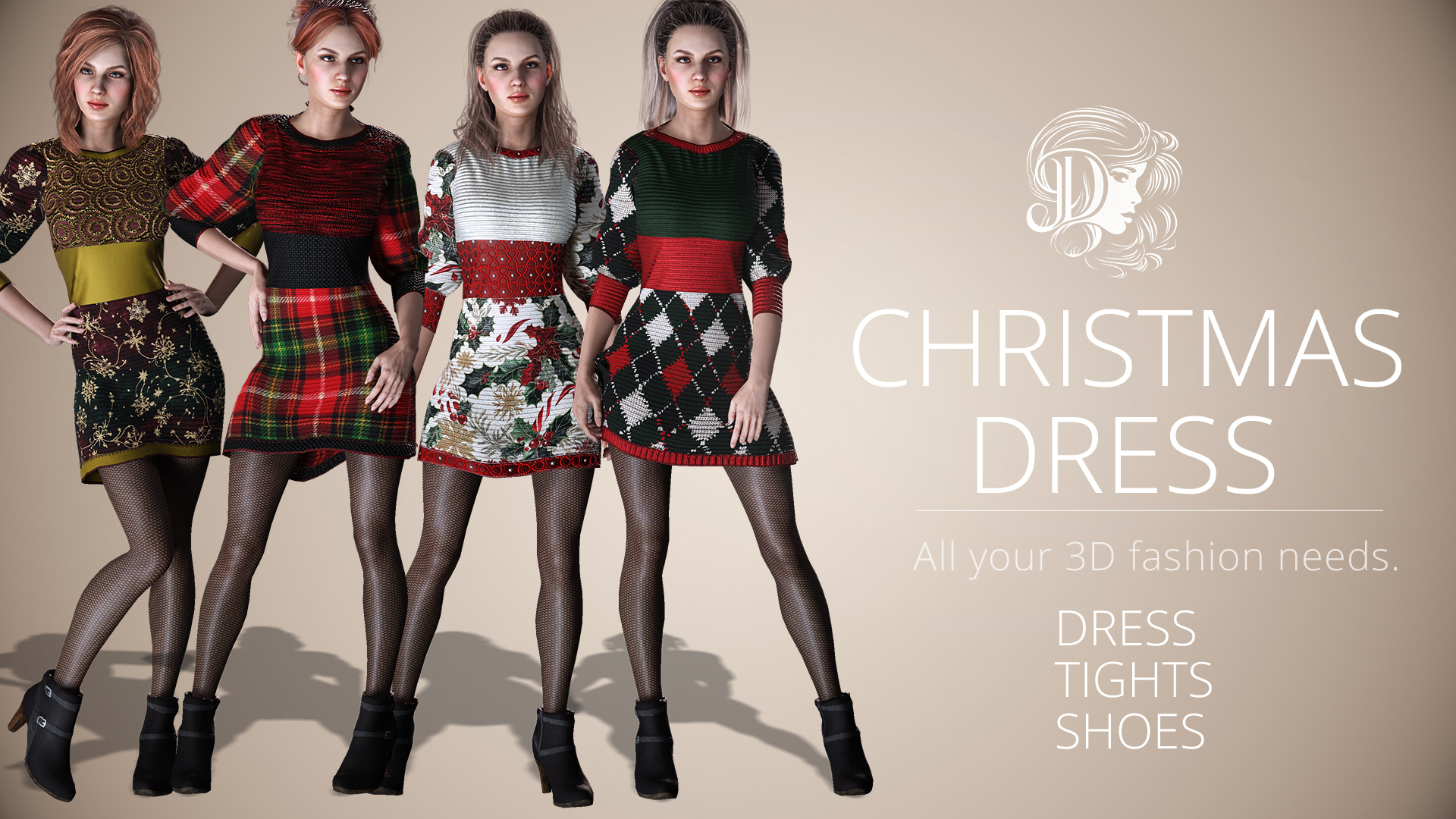 Christmas Dress 4 Pack V1 - Character Creator/Outfit - Reallusion Content  Store