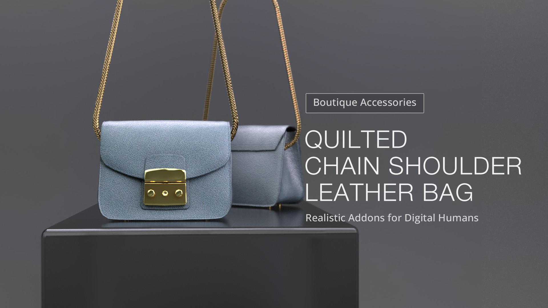 Quilted Chain Shoulder Leather Bag with Padlock