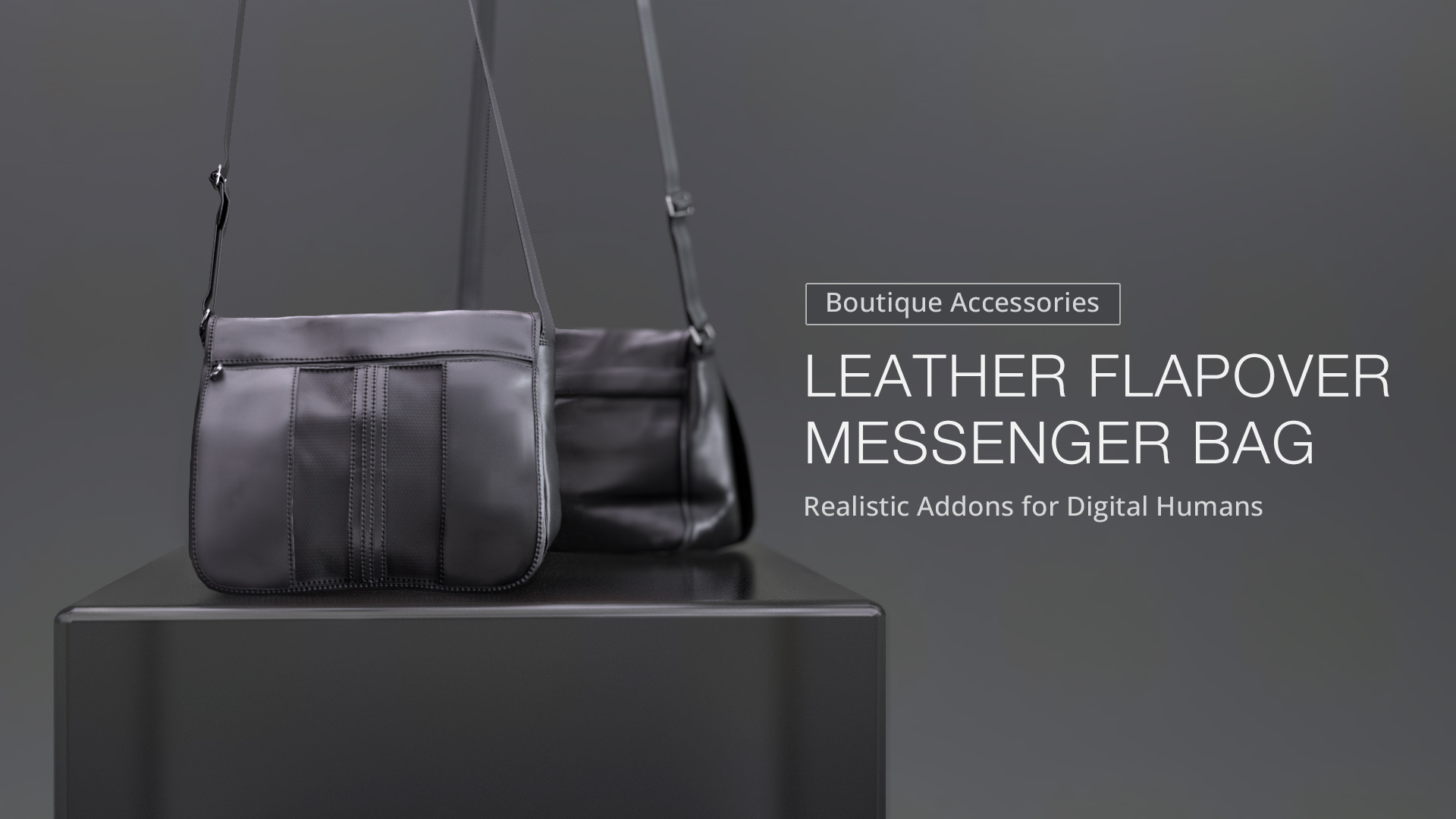 Leather Vertical Flapover Messenger Bag Character Creator/Accessory