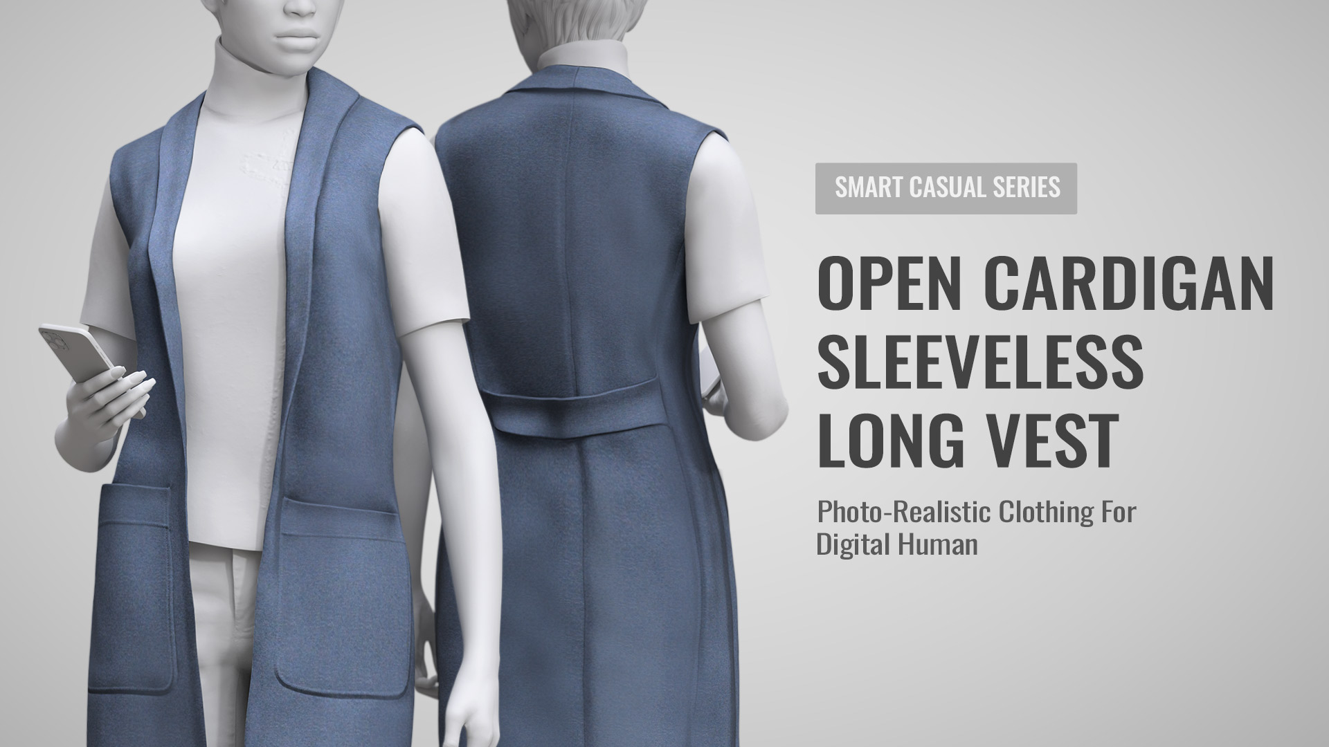 Open Cardigan Sleeveless Long Vest