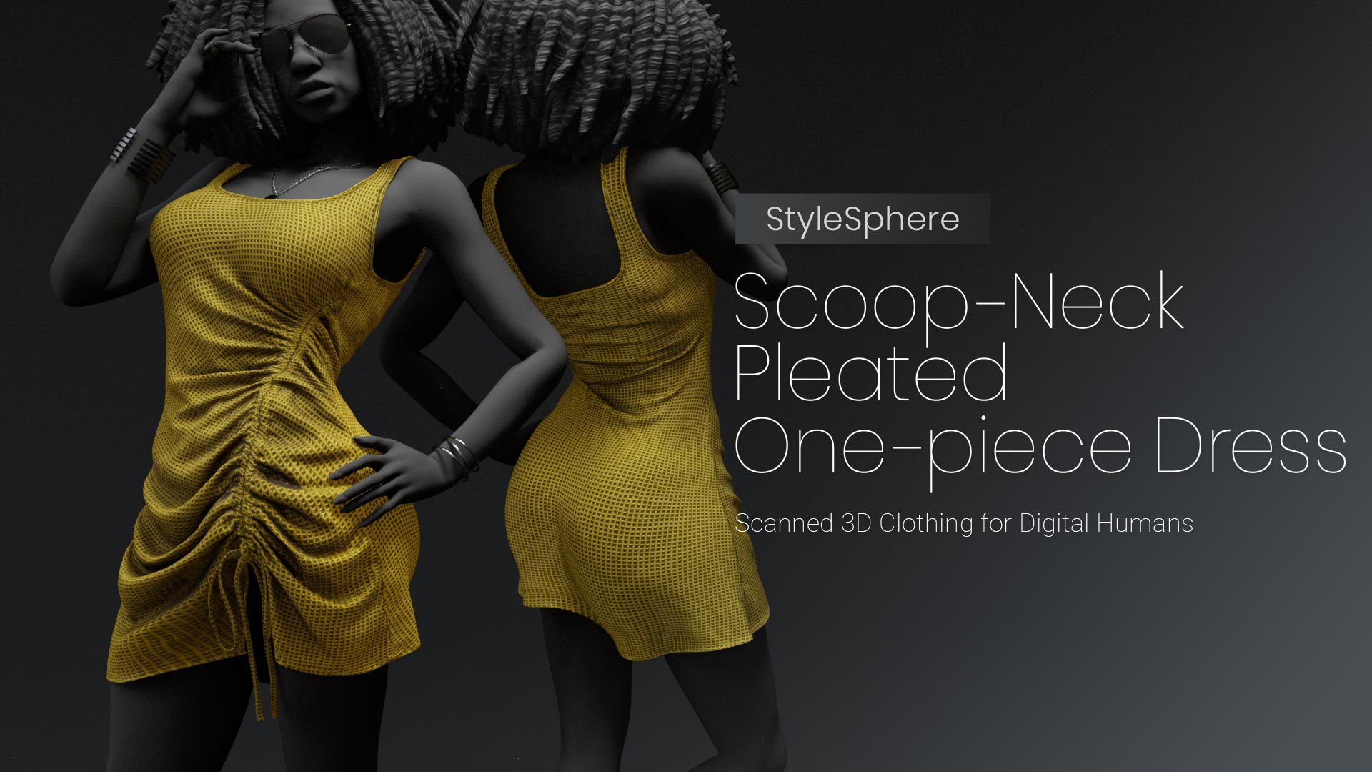 Scoop-Neck Pleated One-piece Dress