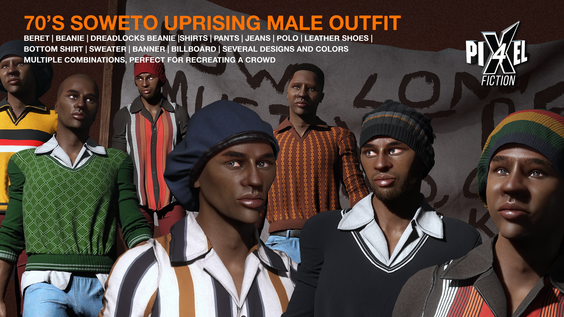70's Soweto Uprising vintage Outfit Male