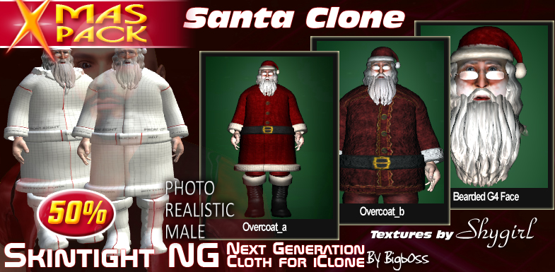 Skintight Male Santa Clone - iClone/Actor - Reallusion Content Store