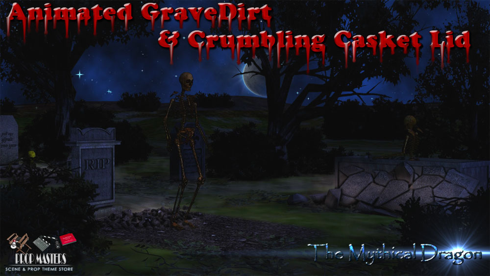 Animated Graveyard Dirt & Crumbling Casket Lid