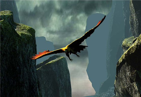 EAGLE FLIES THROUGH CLIFFS 2