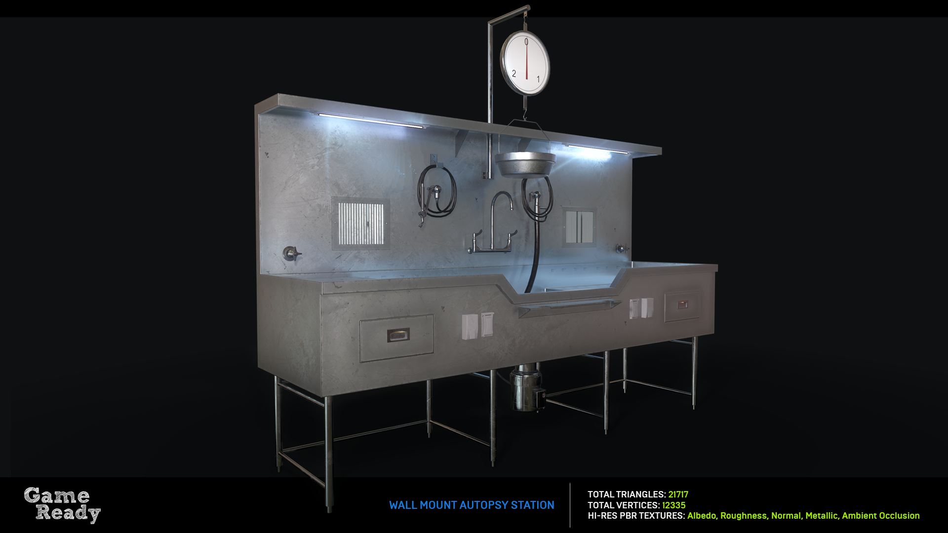Wall Mount Autopsy Station with Mortuary Trolley
