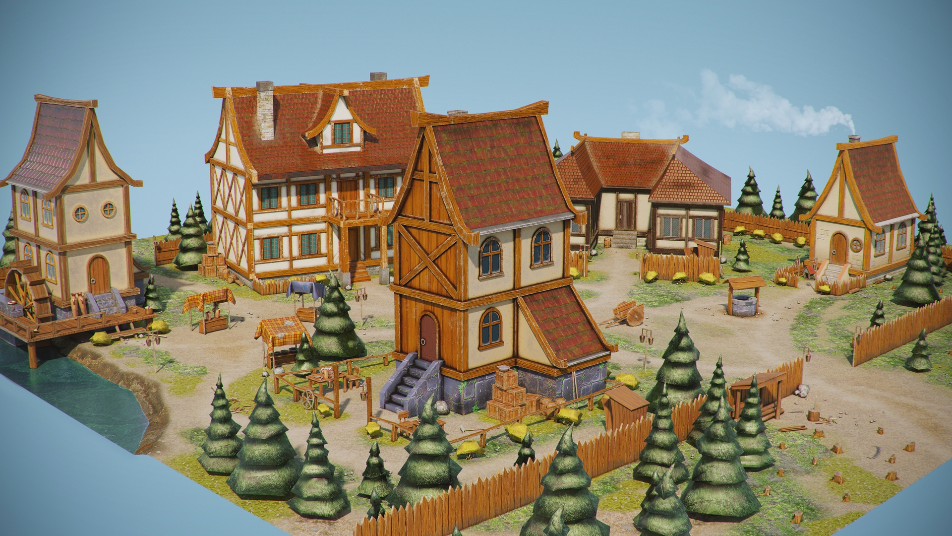 Top-Down Stylized Village