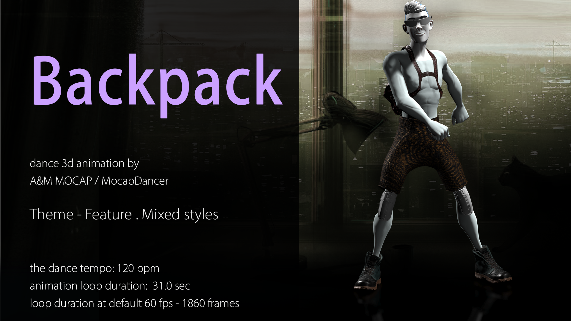 A&M Backpack Kid (120bpm) dance animation iClone/Motion