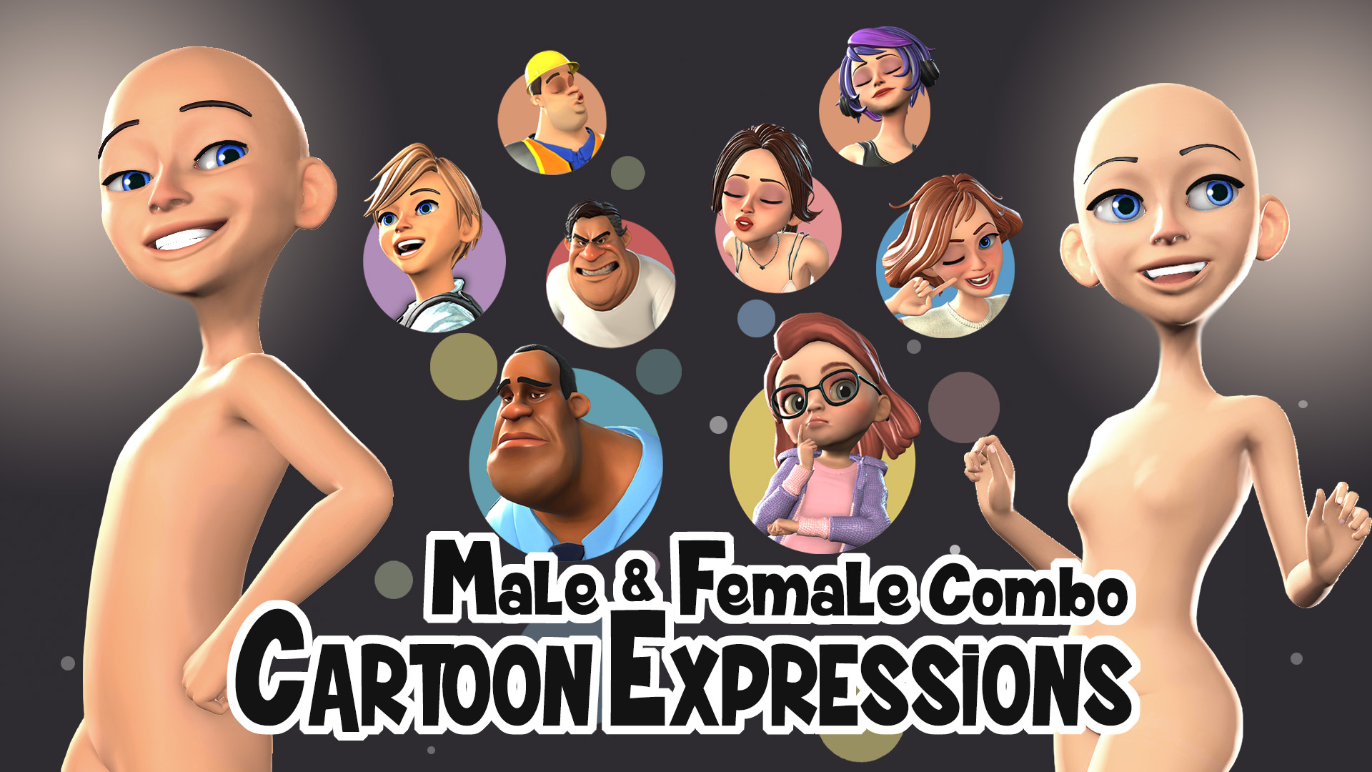 Cartoon Expressions Male & Female Combo