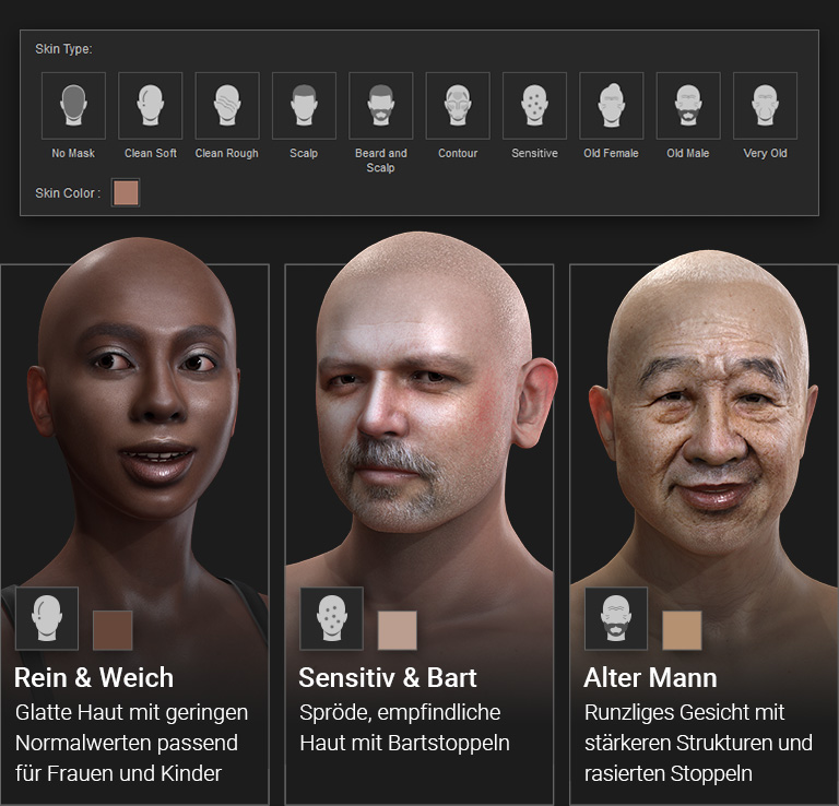 headshot - 3d face skin texture options