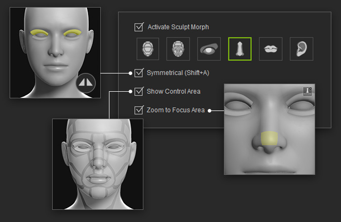headshot - 3d face shape - sculpting settings