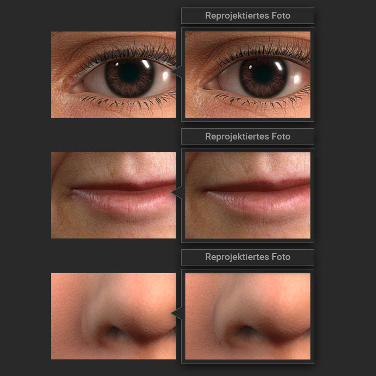 headshot - 3d head abd texture alighment by reprojection