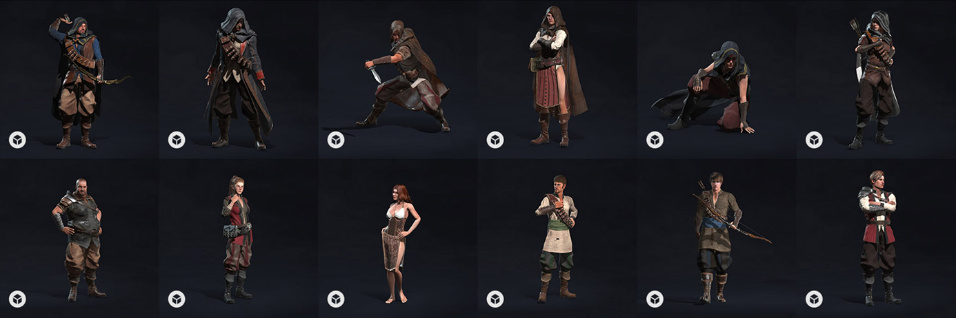 3D Clothing - Fantasy Medieval 3D Characters - Assassins