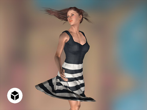 3D character - female, physx, soft-cloth