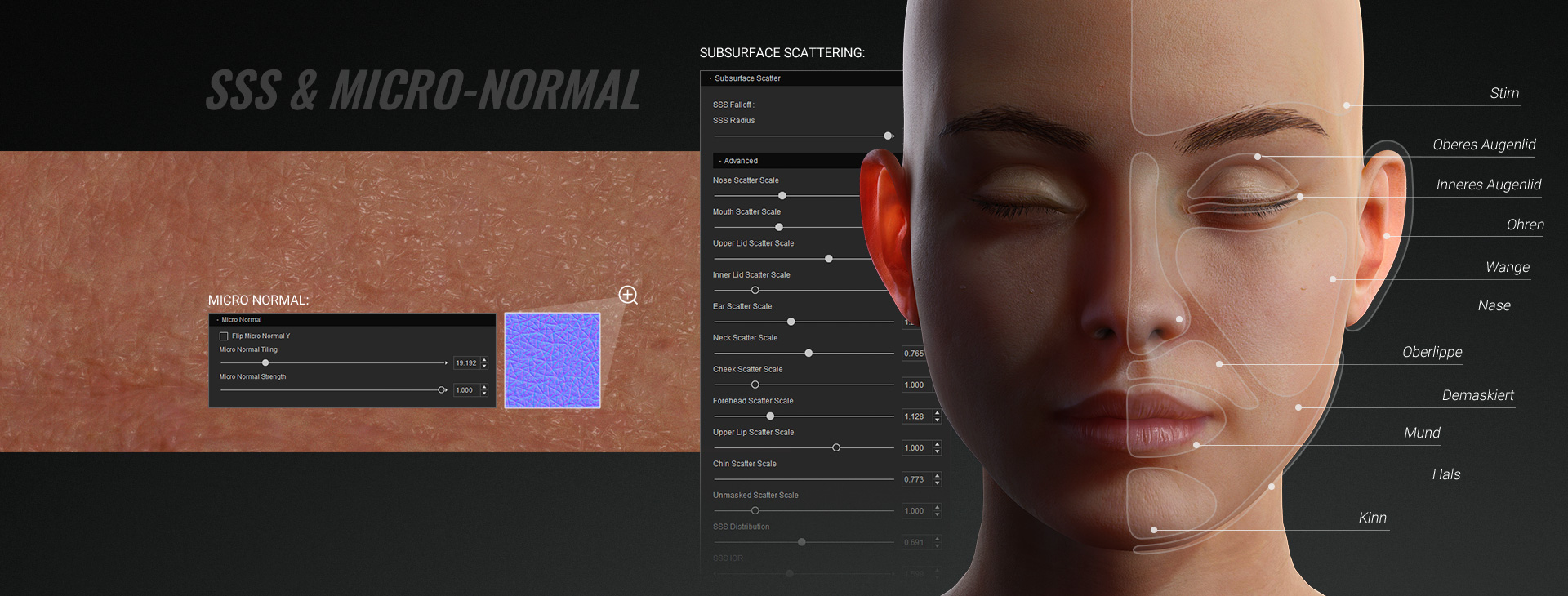 digital human shader - skin sss & micro normal