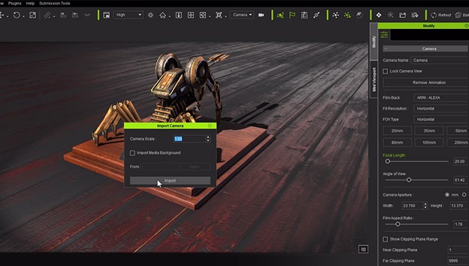 camera animation - import camera information from 3D tools