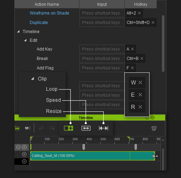 3D Animation Trigger Custom Hotkey iClone