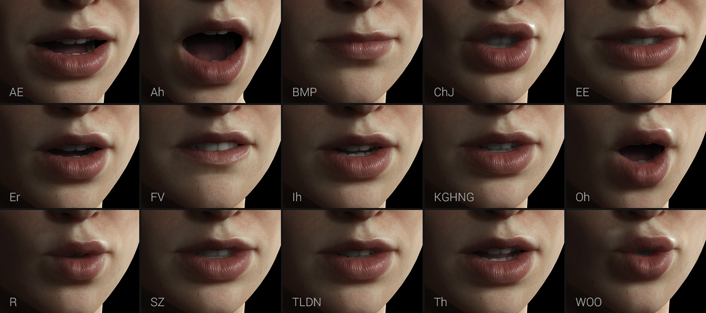 lipsync animation - mouth shapes for lip animation