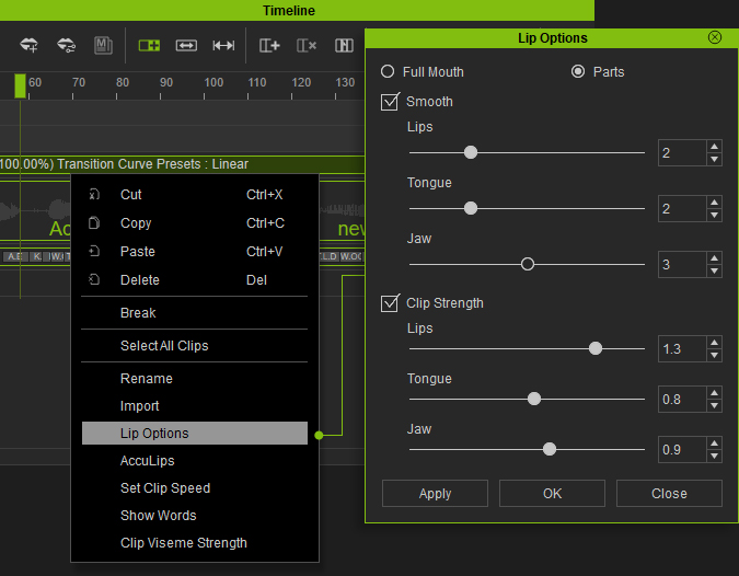 lipsync animation - lip options