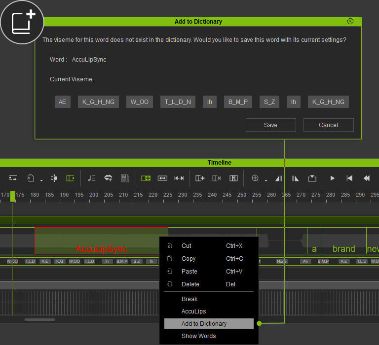 lipsync animation - customize dictionaries for lip animation