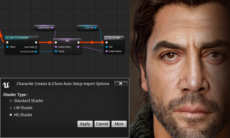 unreal animation - live link auto character setup - character design from Hossein Diba