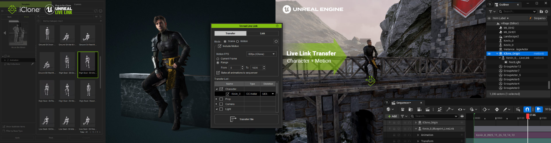 unreal character animation - iclone unreal live link asset transfer