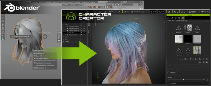 blender 3d animation - generate hair-cards for Blender 3D character