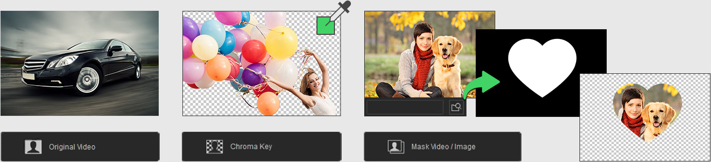 transparent video - 3 editing modes