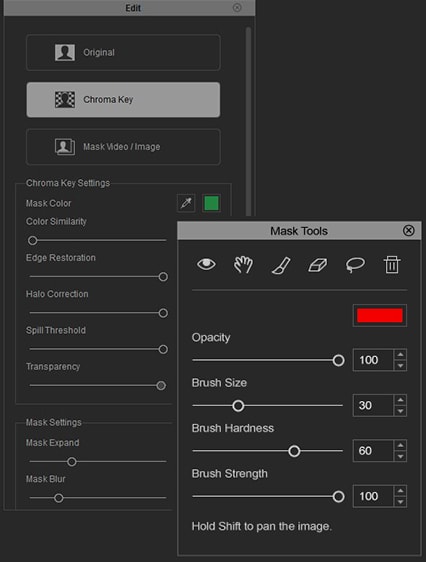 chroma key & mask timeline editing