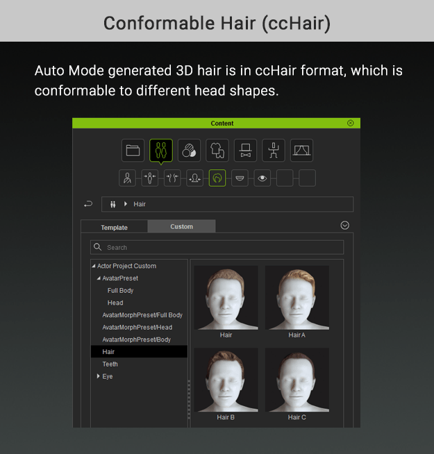 headshot - 3d model and hair library