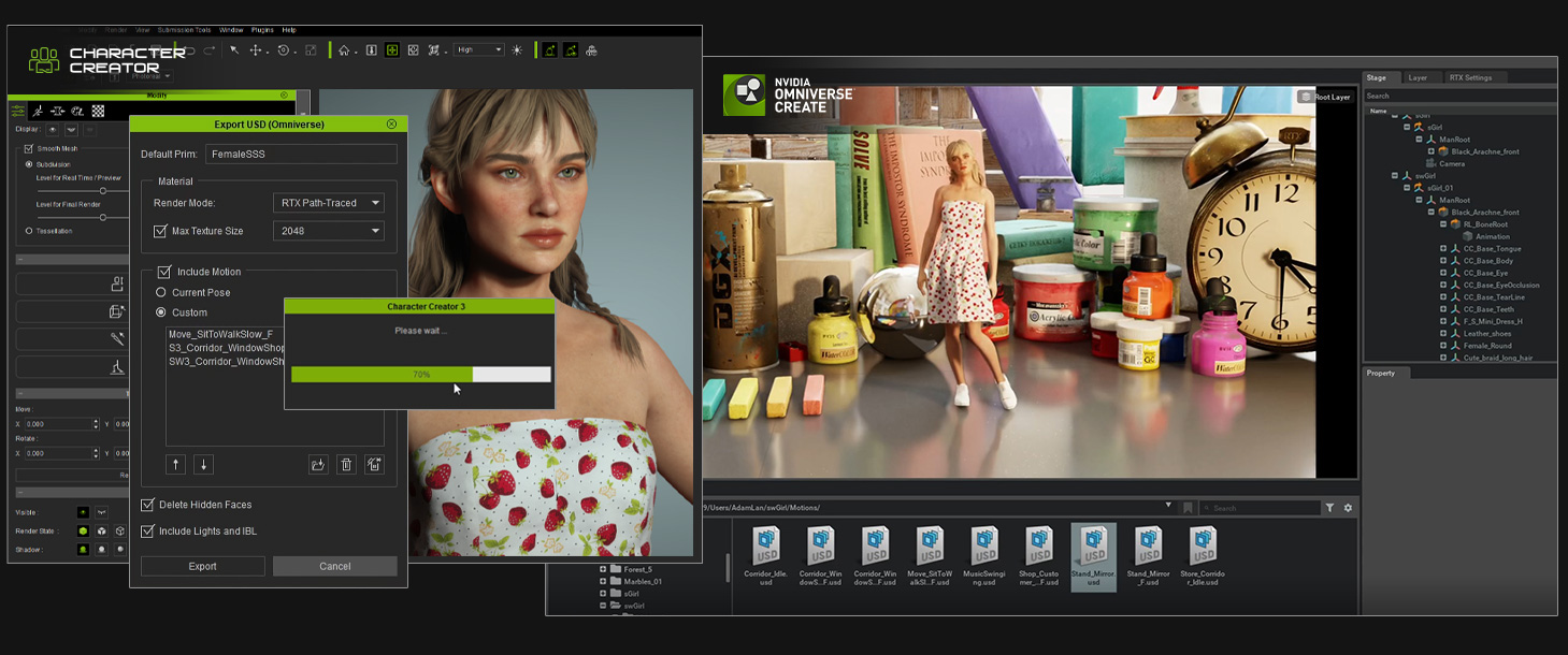 nvidia omniverse - 虛擬世界中的角色，彈珠