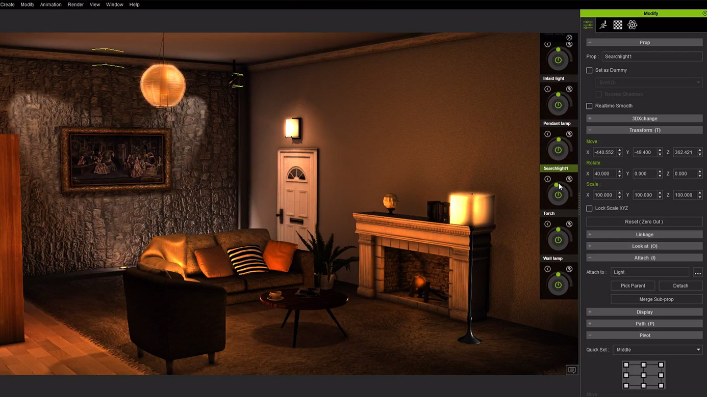 enrich 3D scenes with an interactive light prop